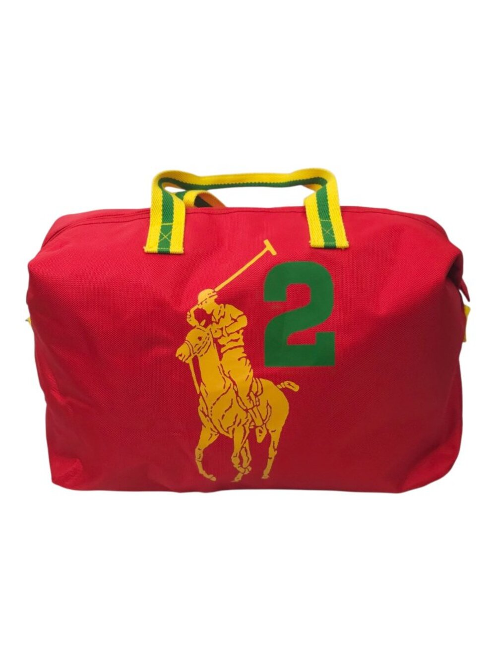 Polo Ralph Lauren Big Pony #2 Red Canvas Duffle Bag Weekender Gym Travel Carryon